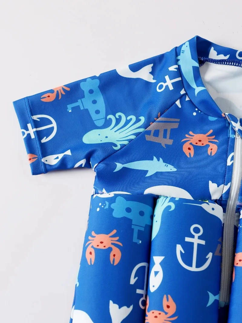 Children Swimming Training Swimwear Boys Girls Swimming Suit Detachable Floating Swimsuit Kids Buofancy Swimwear+Caps Suit