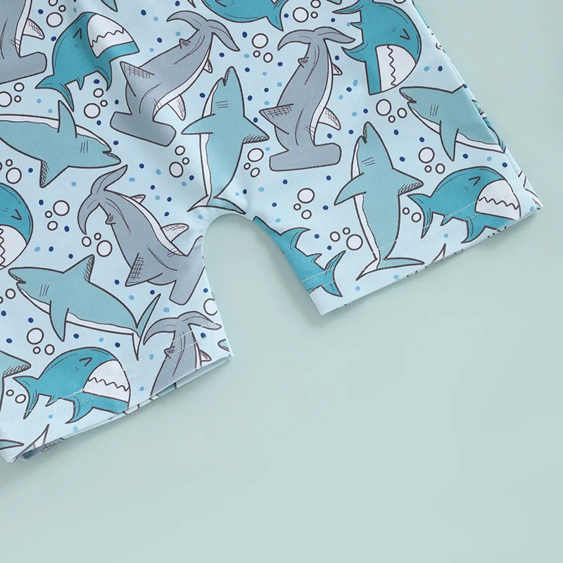Citgeett Summer Infant Baby Boys Swimsuit Playsuits Cartoon Print Zipper Long Sleeve Bathing Suit Swim Cap Romper Clothes