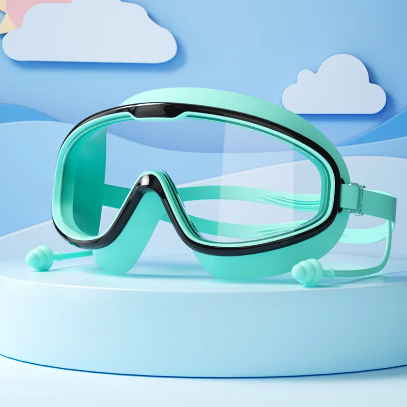 Kids Swimming Goggles Big Frame HD View Anti-fog Waterproof Children's Swim Goggles Boys and Girls Multi-color to Choose