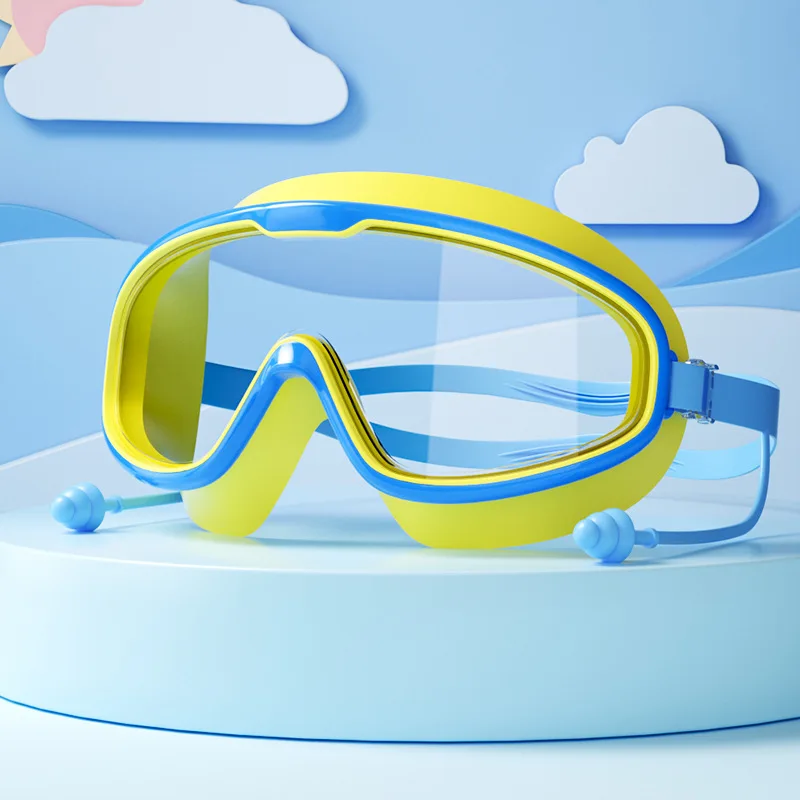 Kids Swimming Goggles Big Frame HD View Anti-fog Waterproof Children's Swim Goggles Boys and Girls Multi-color to Choose