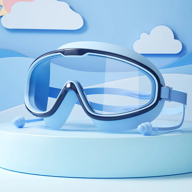 Kids Swimming Goggles Big Frame HD View Anti-fog Waterproof Children's Swim Goggles Boys and Girls Multi-color to Choose