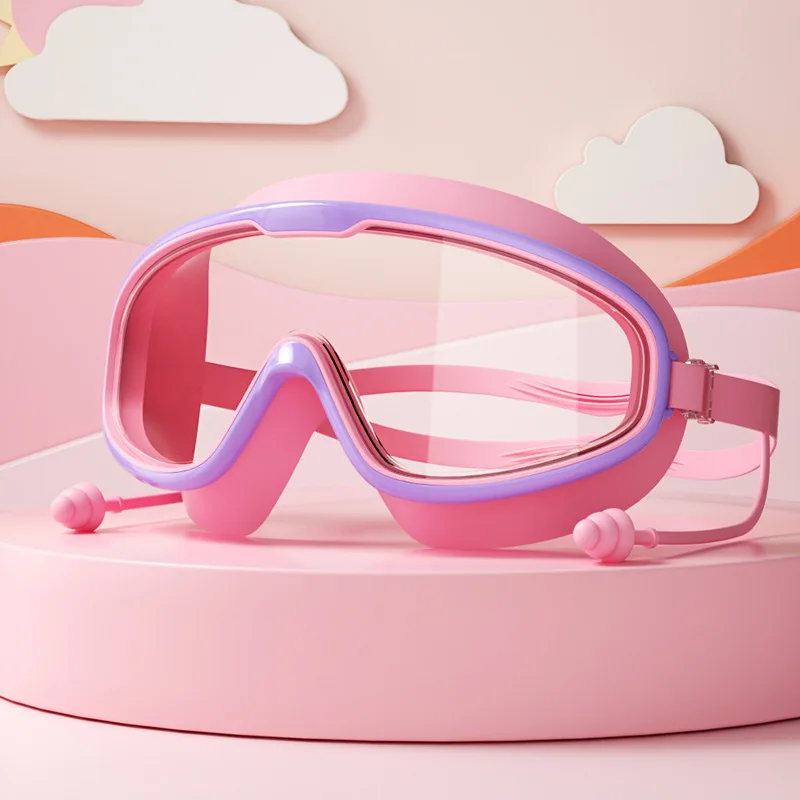 Kids Swimming Goggles Big Frame HD View Anti-fog Waterproof Children's Swim Goggles Boys and Girls Multi-color to Choose