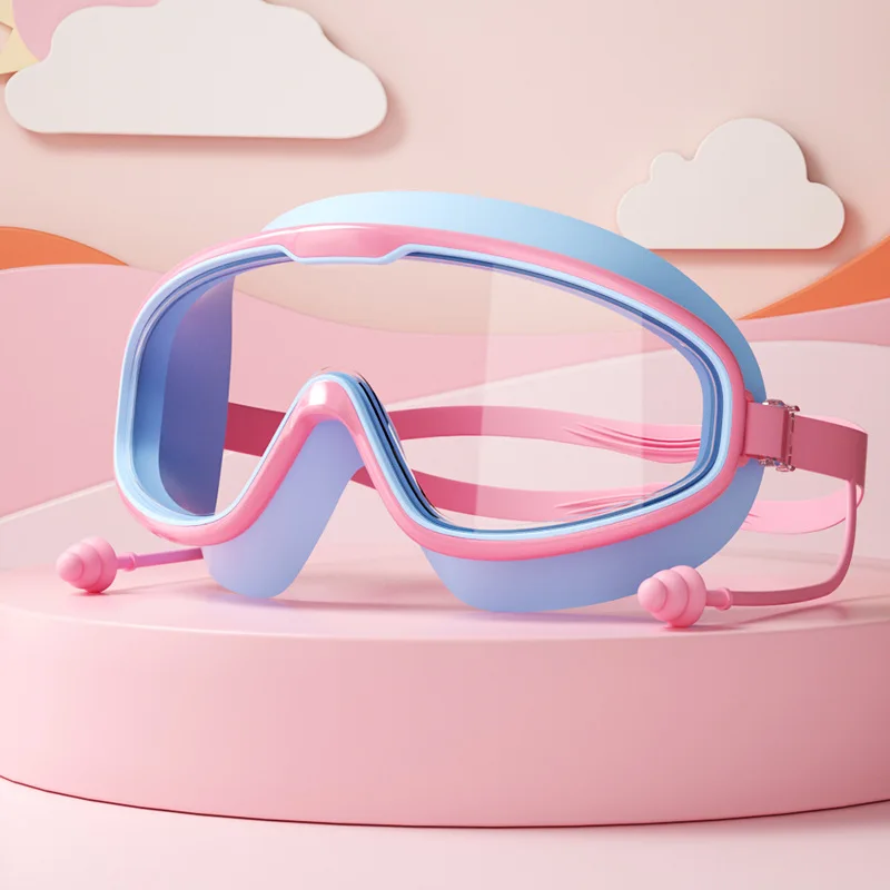 Kids Swimming Goggles Big Frame HD View Anti-fog Waterproof Children's Swim Goggles Boys and Girls Multi-color to Choose