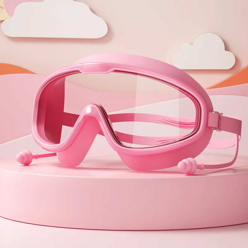 Kids Swimming Goggles Big Frame HD View Anti-fog Waterproof Children's Swim Goggles Boys and Girls Multi-color to Choose