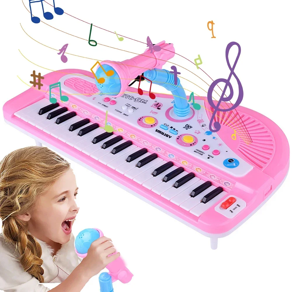 37 Key Electronic Keyboard Piano for Kids with Microphone Musical Instrument Toys Educational Toy Gift for Children Girl Boy