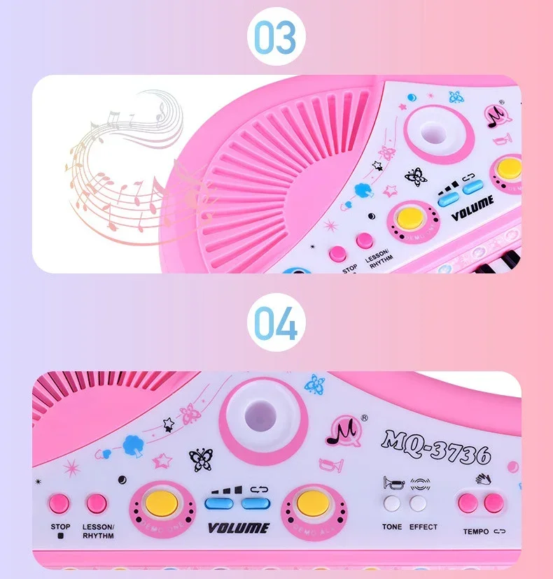 37 Key Electronic Keyboard Piano for Kids with Microphone Musical Instrument Toys Educational Toy Gift for Children Girl Boy