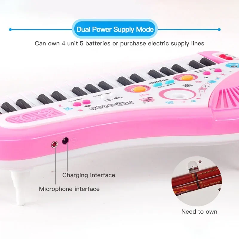 37 Key Electronic Keyboard Piano for Kids with Microphone Musical Instrument Toys Educational Toy Gift for Children Girl Boy