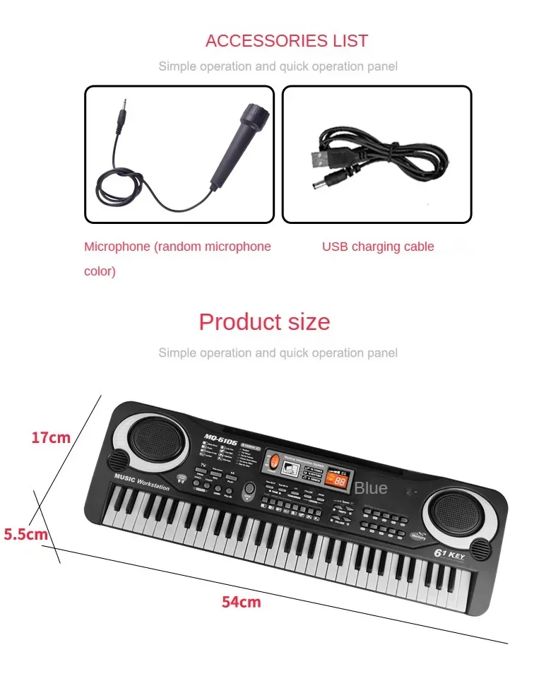 37/61 Keys Children Electronic Keyboard Piano with Microphone Beginner Musical Instrument Organ Educational Toys Gift for Kids 37/61 Keys Children Electronic Keyboard Piano with Microphone Beginner Musical Instrument Organ Educational Toys Gift for Kids