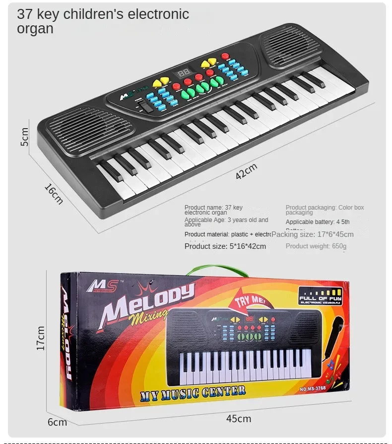 37/61 Keys Children Electronic Keyboard Piano with Microphone Beginner Musical Instrument Organ Educational Toys Gift for Kids 37/61 Keys Children Electronic Keyboard Piano with Microphone Beginner Musical Instrument Organ Educational Toys Gift for Kids