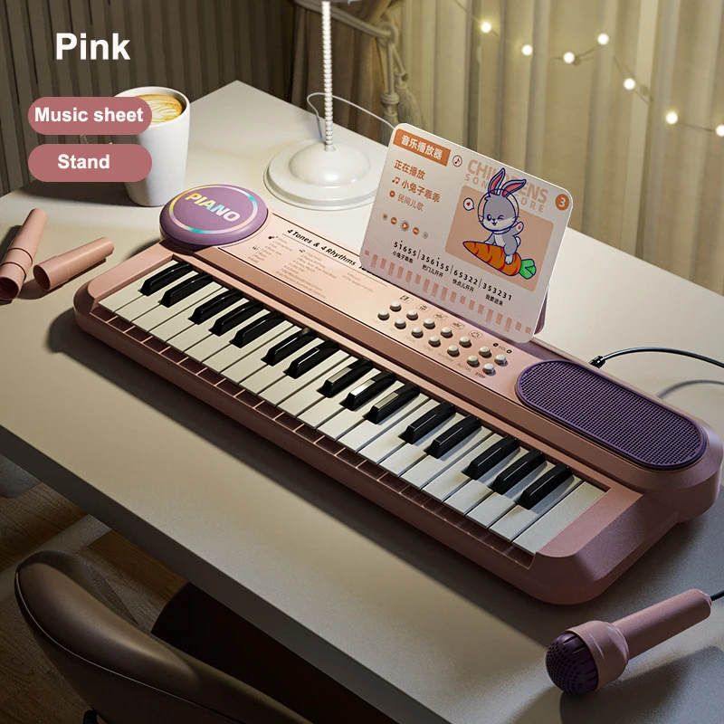 Children's Piano Keyboard 37 Keys Multifunctional Electronic Piano with Microphone Children's Early Education Educational Toys