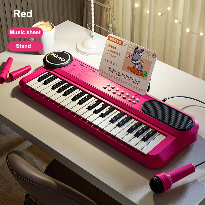 Children's Piano Keyboard 37 Keys Multifunctional Electronic Piano with Microphone Children's Early Education Educational Toys