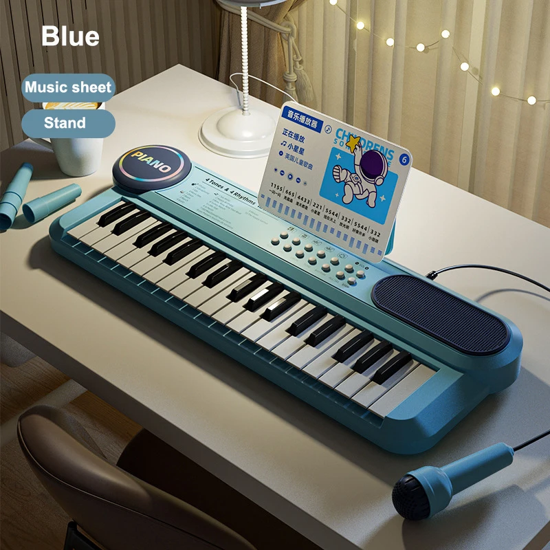 Children's Piano Keyboard 37 Keys Multifunctional Electronic Piano with Microphone Children's Early Education Educational Toys
