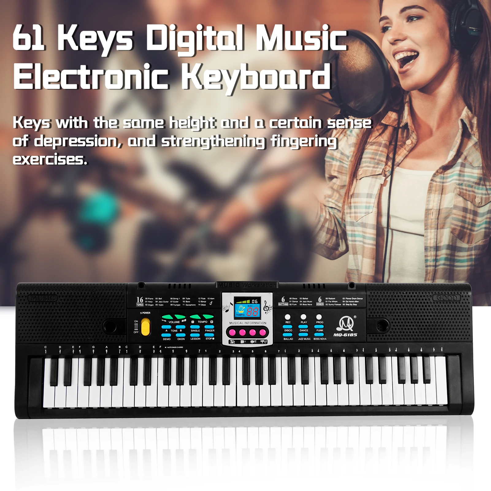 61 Keys Digital Electronic Keyboard Kids Multifunctional Electric Piano for Piano Student with Microphone Musical Instrument