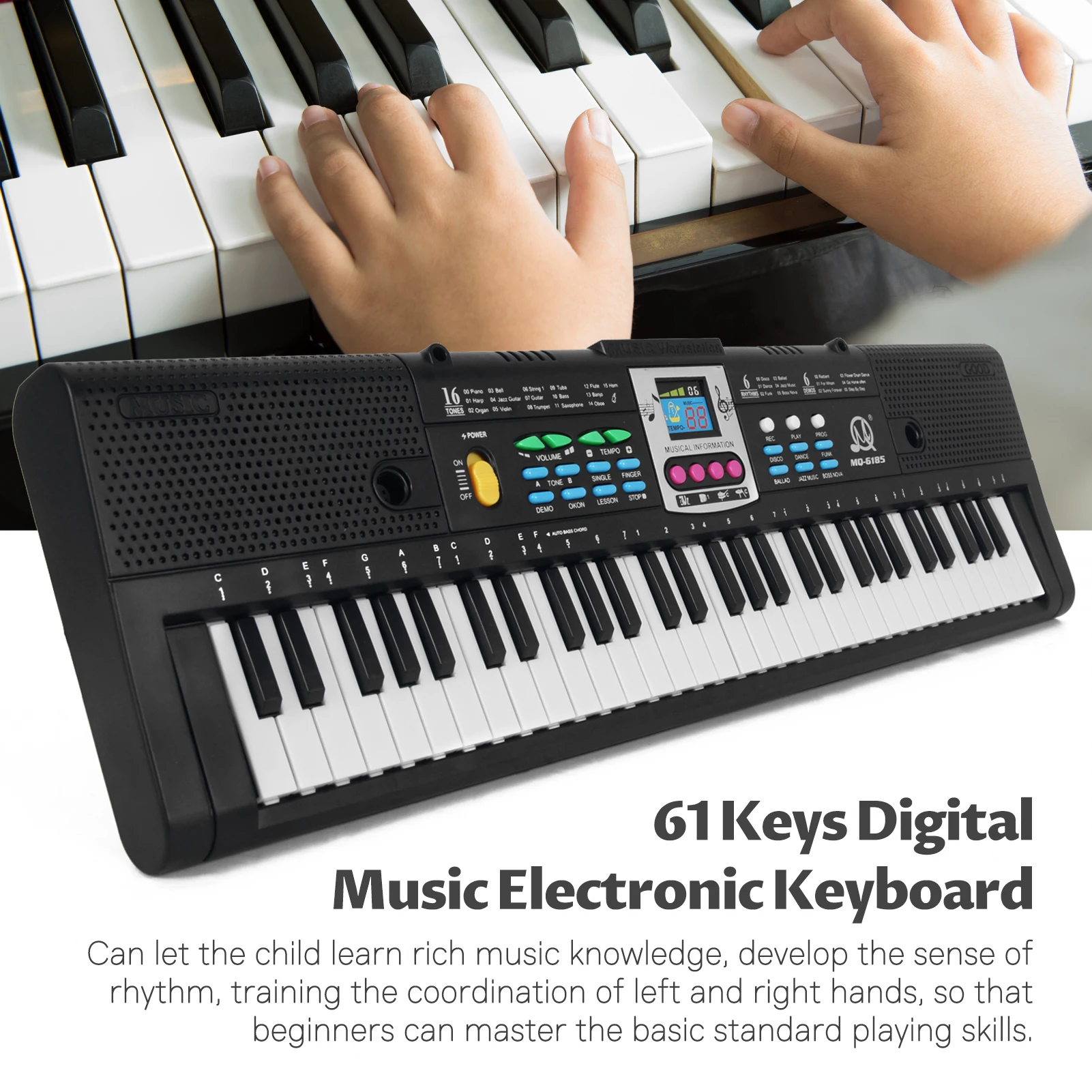 61 Keys Digital Electronic Keyboard Kids Multifunctional Electric Piano for Piano Student with Microphone Musical Instrument