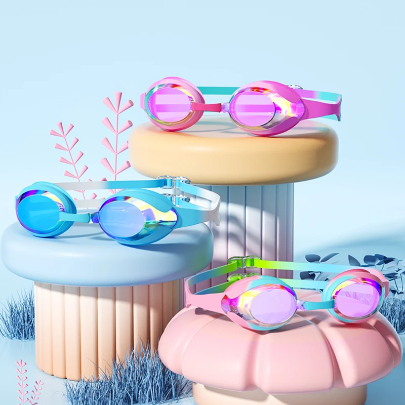 Kids Swimming Goggles Anti-fog Waterproof HD View Children Swim Goggles for Boys and Girls Electroplate and Clear Lens to Choose