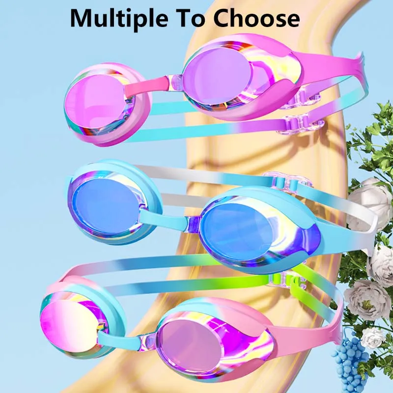 Kids Swimming Goggles Anti-fog Waterproof HD View Children Swim Goggles for Boys and Girls Electroplate and Clear Lens to Choose