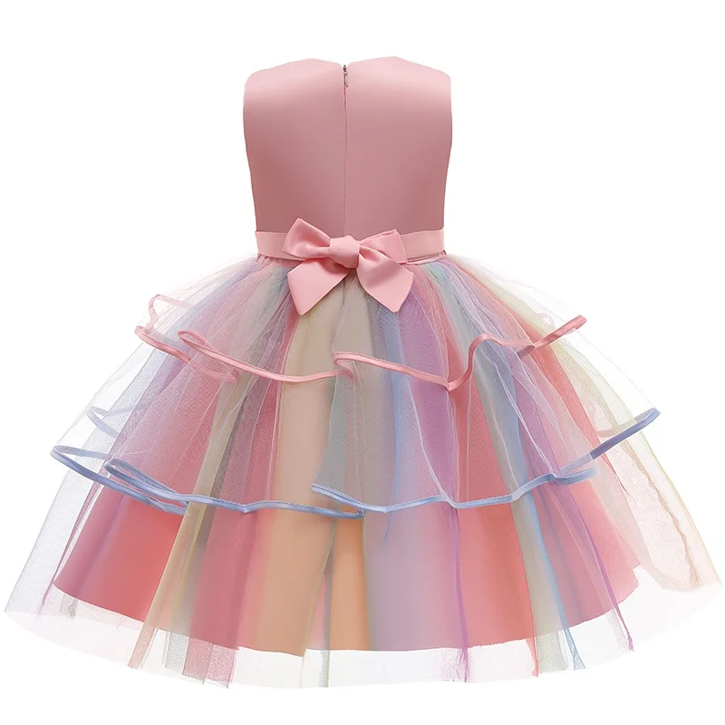 Girl Unicorn Dress Children Party Birthday Princess Costume Sleeveless Trailing Wedding Christmas Outfit Kids Girl Clothing