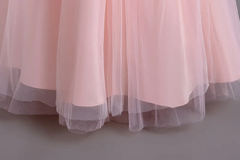 2024 New Elegant Girl Wedding Dress Embroidered Mesh Princess Dress 4-12 Year Old Girl Graduation Party Prom Evening Dress