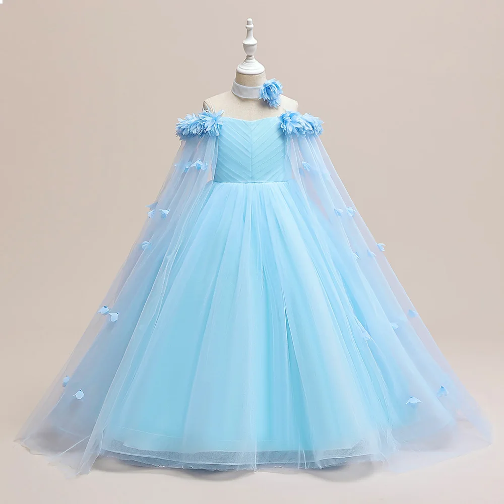 Flower Wedding Party Dress For Girls Kids Princess Tutu Dresses Girl Fashion Lace Birthday Clothes Summer Evening New Prom Gown