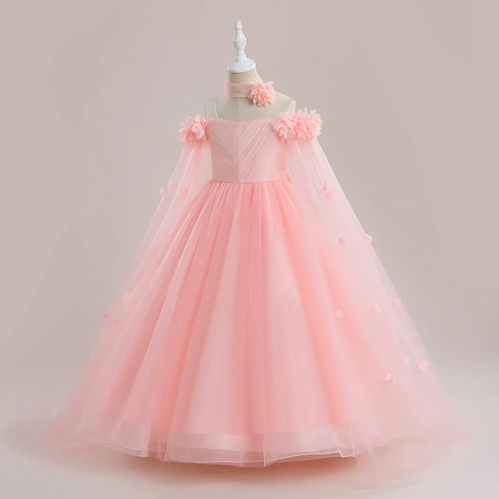 Flower Wedding Party Dress For Girls Kids Princess Tutu Dresses Girl Fashion Lace Birthday Clothes Summer Evening New Prom Gown