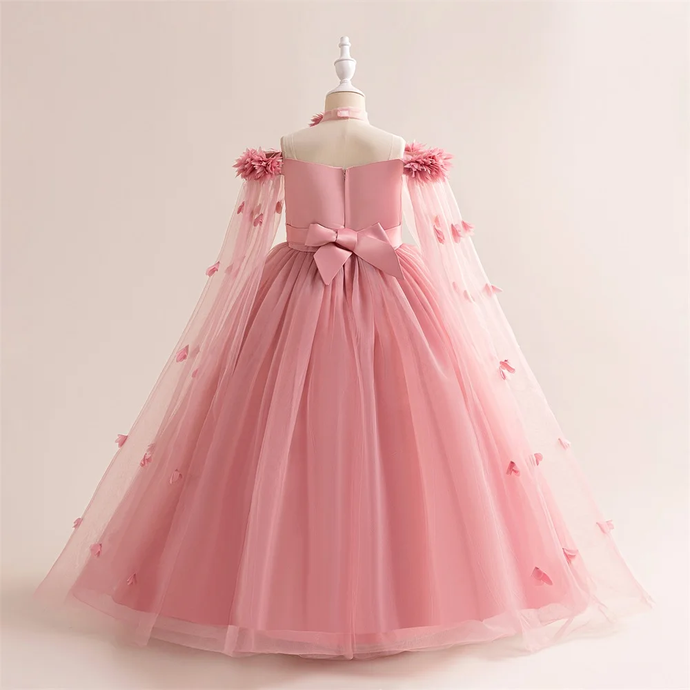 Flower Wedding Party Dress For Girls Kids Princess Tutu Dresses Girl Fashion Lace Birthday Clothes Summer Evening New Prom Gown