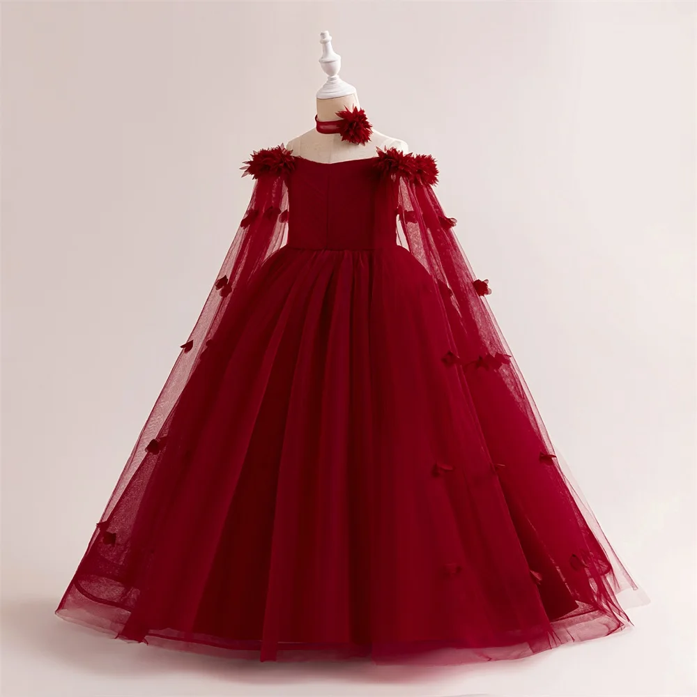 Flower Wedding Party Dress For Girls Kids Princess Tutu Dresses Girl Fashion Lace Birthday Clothes Summer Evening New Prom Gown