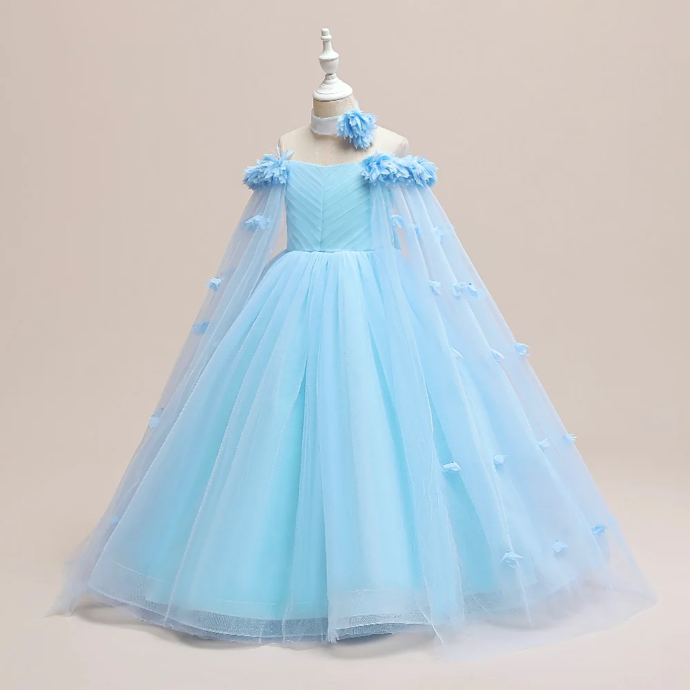 Flower Wedding Party Dress For Girls Kids Princess Tutu Dresses Girl Fashion Lace Birthday Clothes Summer Evening New Prom Gown