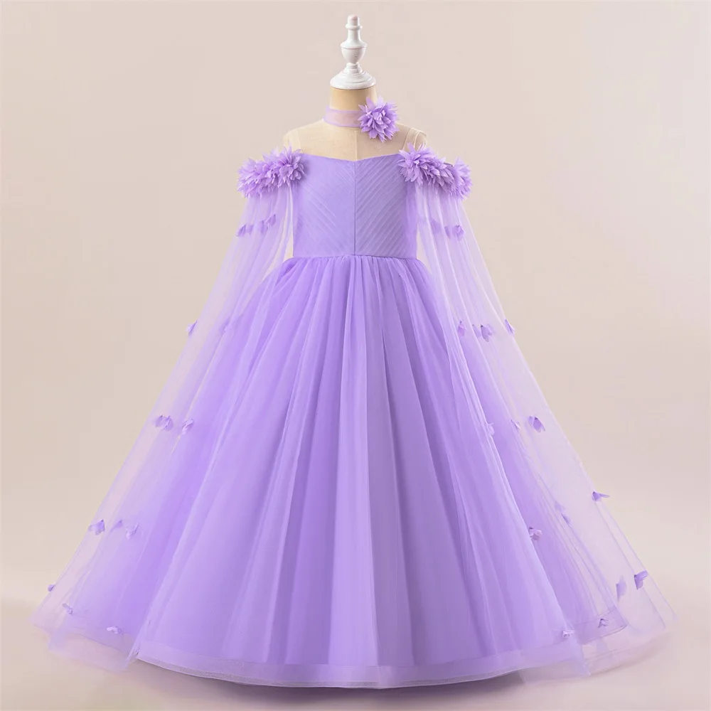 Flower Wedding Party Dress For Girls Kids Princess Tutu Dresses Girl Fashion Lace Birthday Clothes Summer Evening New Prom Gown
