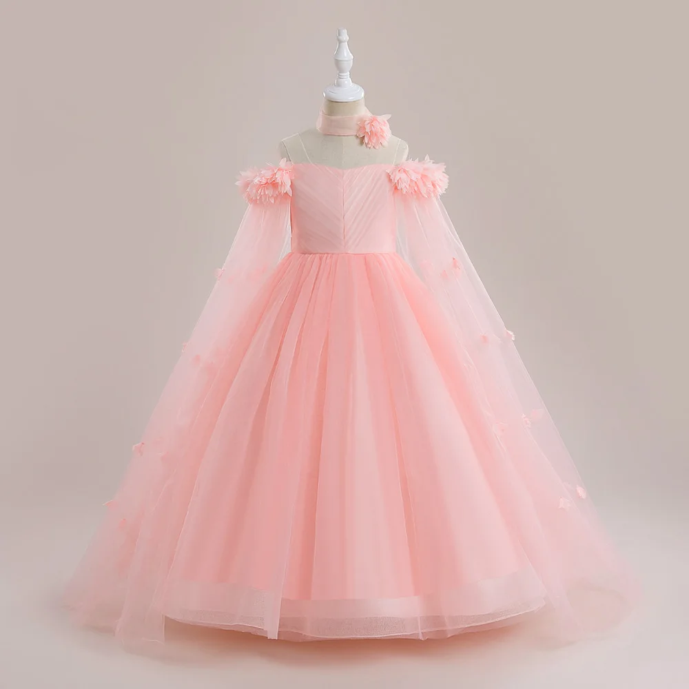 Flower Wedding Party Dress For Girls Kids Princess Tutu Dresses Girl Fashion Lace Birthday Clothes Summer Evening New Prom Gown