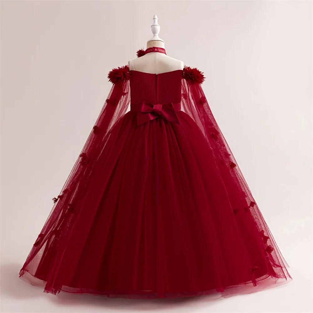 Flower Wedding Party Dress For Girls Kids Princess Tutu Dresses Girl Fashion Lace Birthday Clothes Summer Evening New Prom Gown