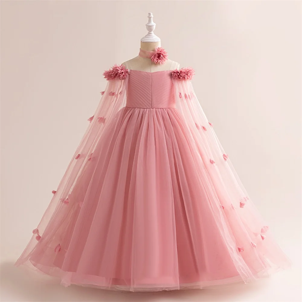 Flower Wedding Party Dress For Girls Kids Princess Tutu Dresses Girl Fashion Lace Birthday Clothes Summer Evening New Prom Gown