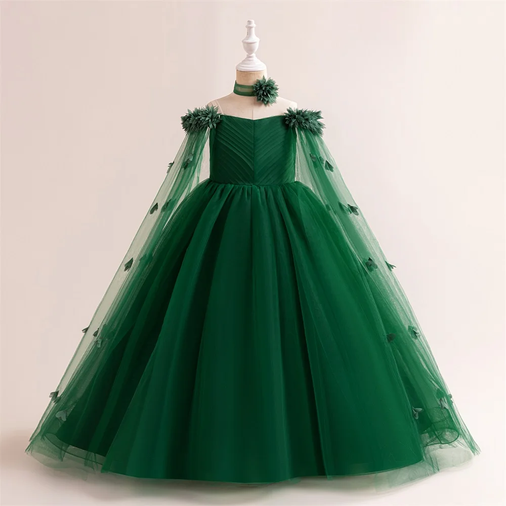 Flower Wedding Party Dress For Girls Kids Princess Tutu Dresses Girl Fashion Lace Birthday Clothes Summer Evening New Prom Gown
