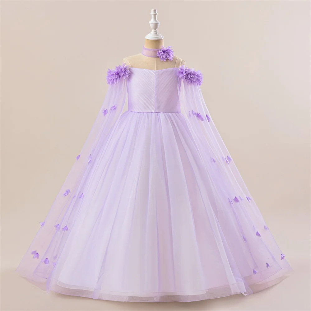 Flower Wedding Party Dress For Girls Kids Princess Tutu Dresses Girl Fashion Lace Birthday Clothes Summer Evening New Prom Gown