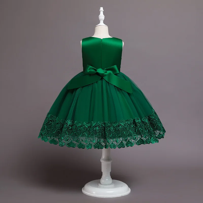 2023 Summer Girls Dress Lace Applique Flower Girl Party Dresses Children Costume 2-10 Years Kids Wedding Princess Birthday Dress