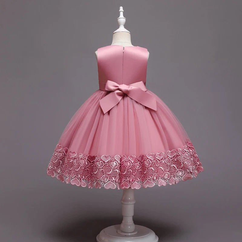 2023 Summer Girls Dress Lace Applique Flower Girl Party Dresses Children Costume 2-10 Years Kids Wedding Princess Birthday Dress