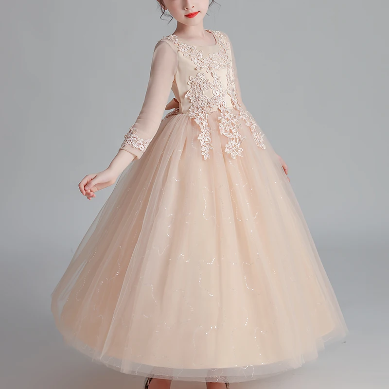 Kids Dresses For Girls Wedding Party Frock Flower Gown Princess Evening Summer Children's Mesh Sleeve Dress Kids Dresses For Girls Wedding Party Frock Flower Gown Princess Evening Summer Children's Mesh Sleeve Dress