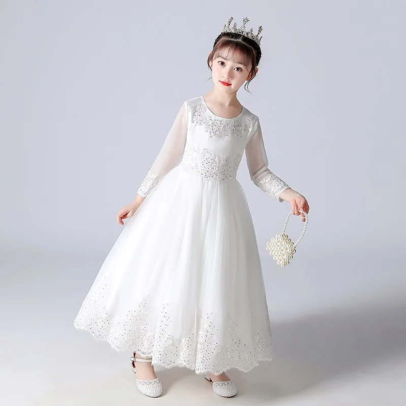 Kids Dresses For Girls Wedding Party Frock Flower Gown Princess Evening Summer Children's Mesh Sleeve Dress Kids Dresses For Girls Wedding Party Frock Flower Gown Princess Evening Summer Children's Mesh Sleeve Dress