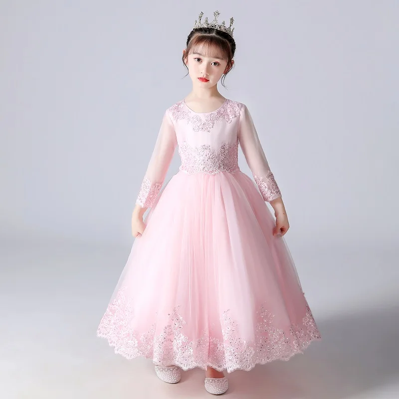 Kids Dresses For Girls Wedding Party Frock Flower Gown Princess Evening Summer Children's Mesh Sleeve Dress Kids Dresses For Girls Wedding Party Frock Flower Gown Princess Evening Summer Children's Mesh Sleeve Dress