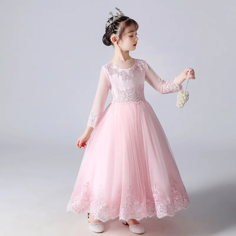 Kids Dresses For Girls Wedding Party Frock Flower Gown Princess Evening Summer Children's Mesh Sleeve Dress Kids Dresses For Girls Wedding Party Frock Flower Gown Princess Evening Summer Children's Mesh Sleeve Dress