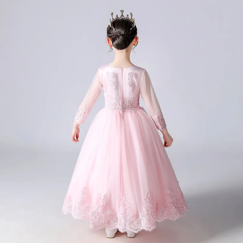 Kids Dresses For Girls Wedding Party Frock Flower Gown Princess Evening Summer Children's Mesh Sleeve Dress Kids Dresses For Girls Wedding Party Frock Flower Gown Princess Evening Summer Children's Mesh Sleeve Dress