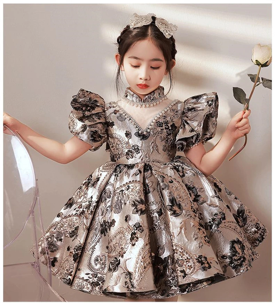 High-End Flower Girl Dresses Kids Turkish Ball Gowns Vintage Spanish Children Birthday Party Dress for Easter Eid Birthday Party