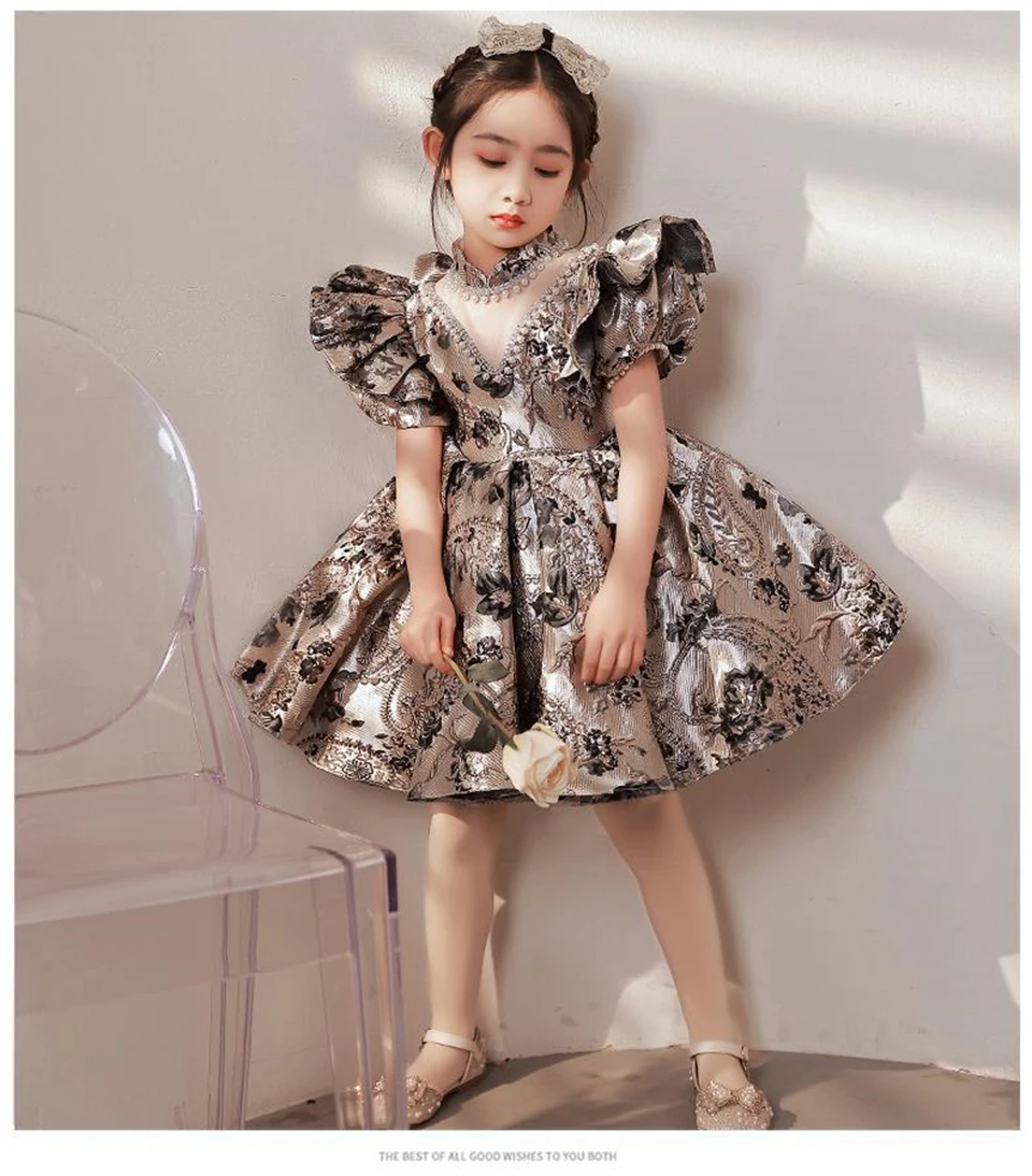 High-End Flower Girl Dresses Kids Turkish Ball Gowns Vintage Spanish Children Birthday Party Dress for Easter Eid Birthday Party