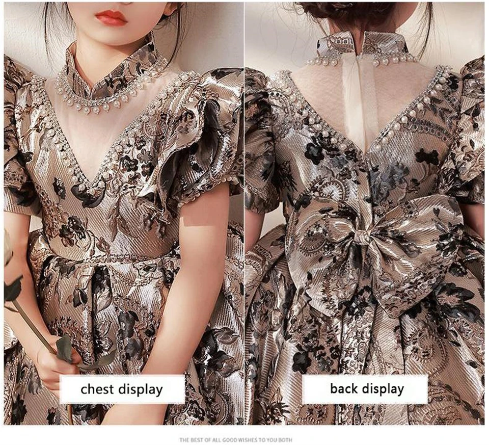 High-End Flower Girl Dresses Kids Turkish Ball Gowns Vintage Spanish Children Birthday Party Dress for Easter Eid Birthday Party