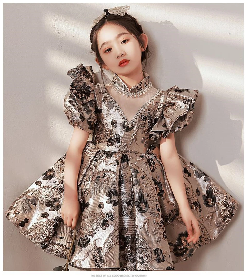 High-End Flower Girl Dresses Kids Turkish Ball Gowns Vintage Spanish Children Birthday Party Dress for Easter Eid Birthday Party