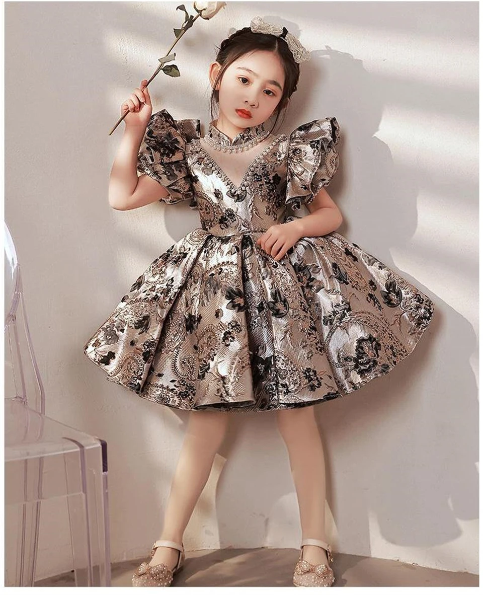 High-End Flower Girl Dresses Kids Turkish Ball Gowns Vintage Spanish Children Birthday Party Dress for Easter Eid Birthday Party