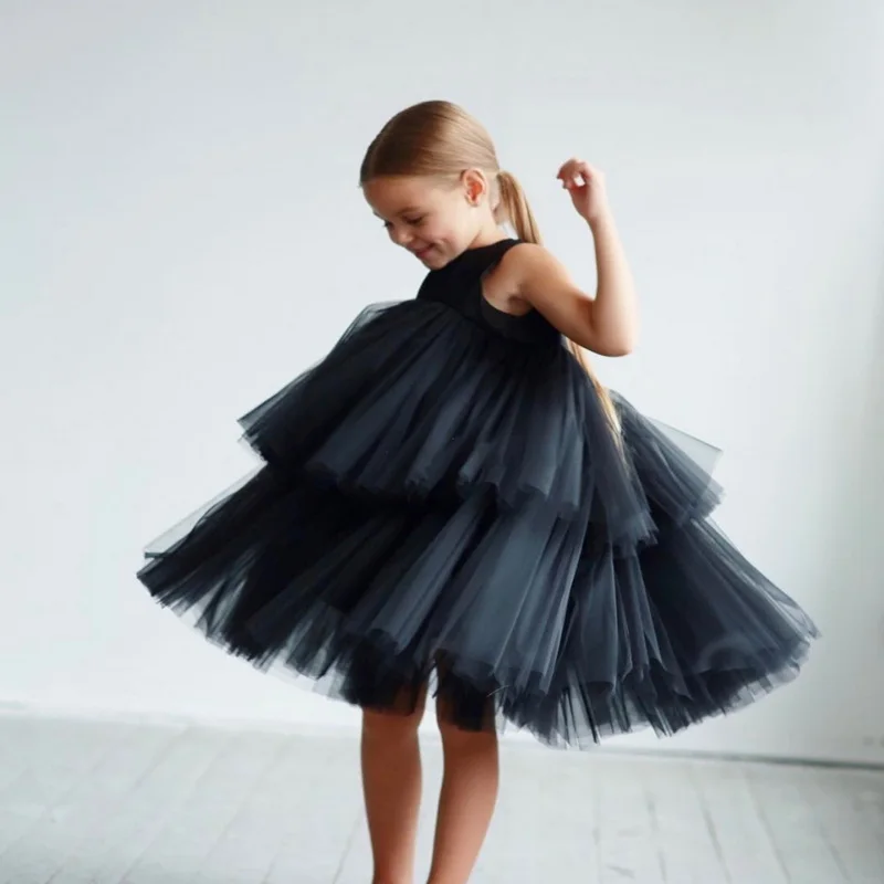 Girls Party Dresses Kids Birthday Dress Sleeveless Cake Princess Dress Children Clothes E0702