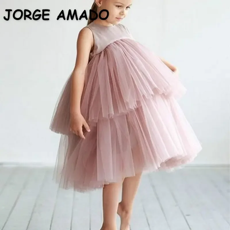 Girls Party Dresses Kids Birthday Dress Sleeveless Cake Princess Dress Children Clothes E0702