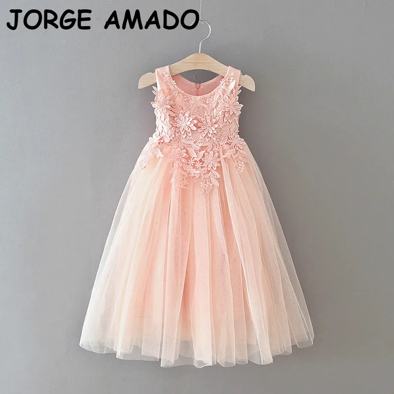 Girls Party Dresses Kids Birthday Dress Sleeveless Cake Princess Dress Children Clothes E0702