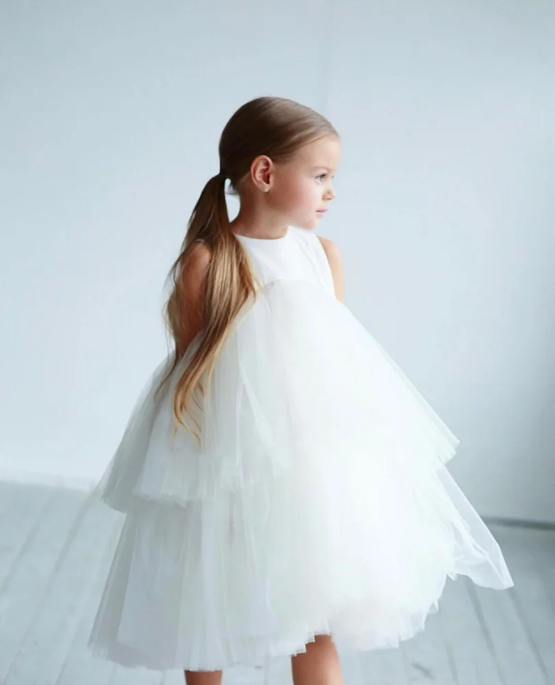 Girls Party Dresses Kids Birthday Dress Sleeveless Cake Princess Dress Children Clothes E0702