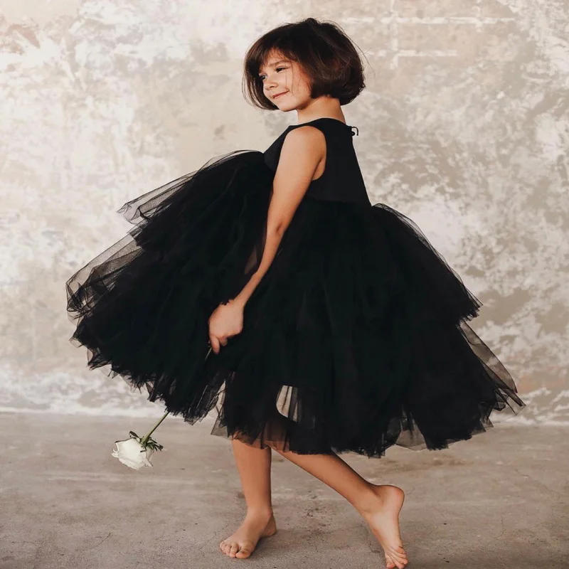 Girls Party Dresses Kids Birthday Dress Sleeveless Cake Princess Dress Children Clothes E0702